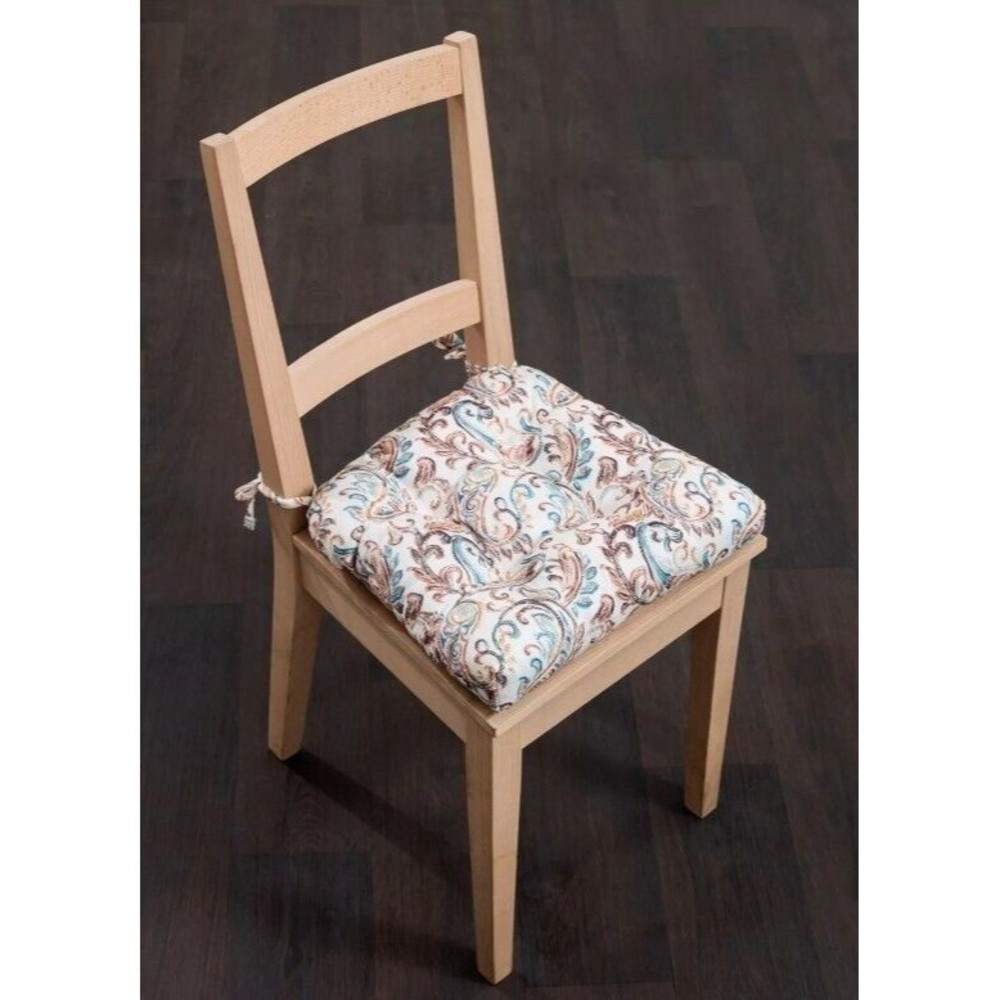 Set of 2 Seat Cushion Autumn Paisley Memory Foam Washable 14" x 15"- MSRP $65